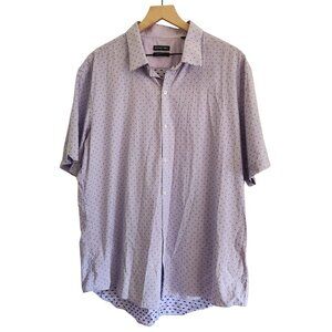 Zachary Prell Embroidered Crosses Blue Button Up Short Sleeve Cotton Shirt XXL